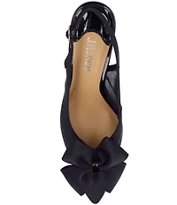 J. Renee Kadence Satin and Mesh Grosgrain Bow Slingback Pumps