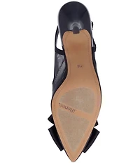J. Renee Kadence Satin and Mesh Grosgrain Bow Slingback Pumps