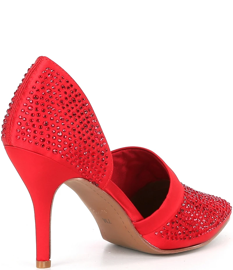J. Renee Kaleena Satin Rhinestone Embellished d'Orsay Pumps
