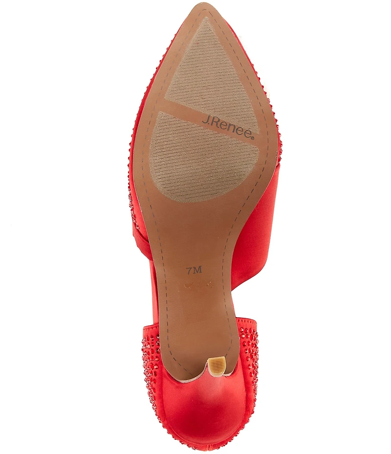 J. Renee Kaleena Satin Rhinestone Embellished d'Orsay Pumps