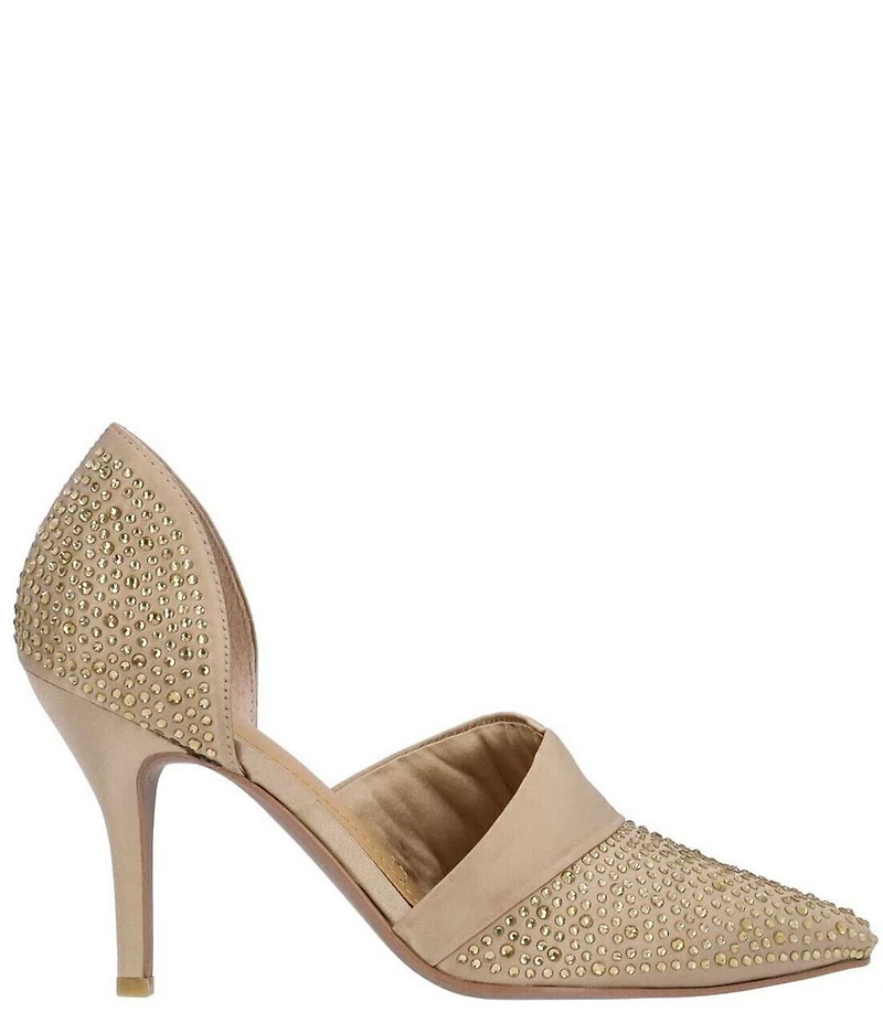 J. Renee Kaleena Satin Rhinestone Embellished d'Orsay Pumps