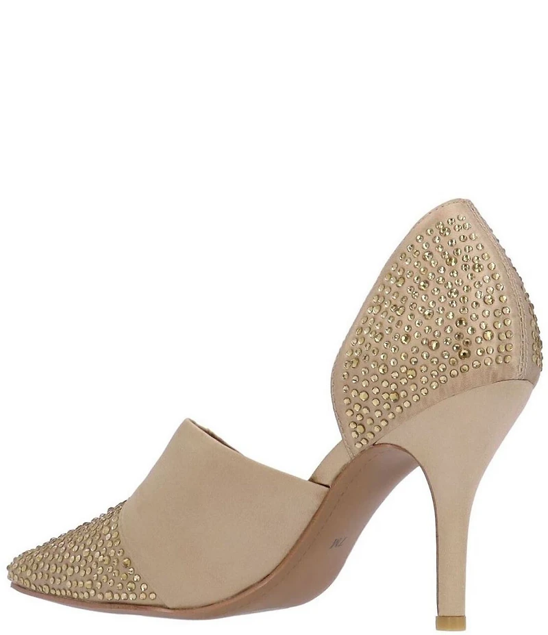 J. Renee Kaleena Satin Rhinestone Embellished d'Orsay Pumps