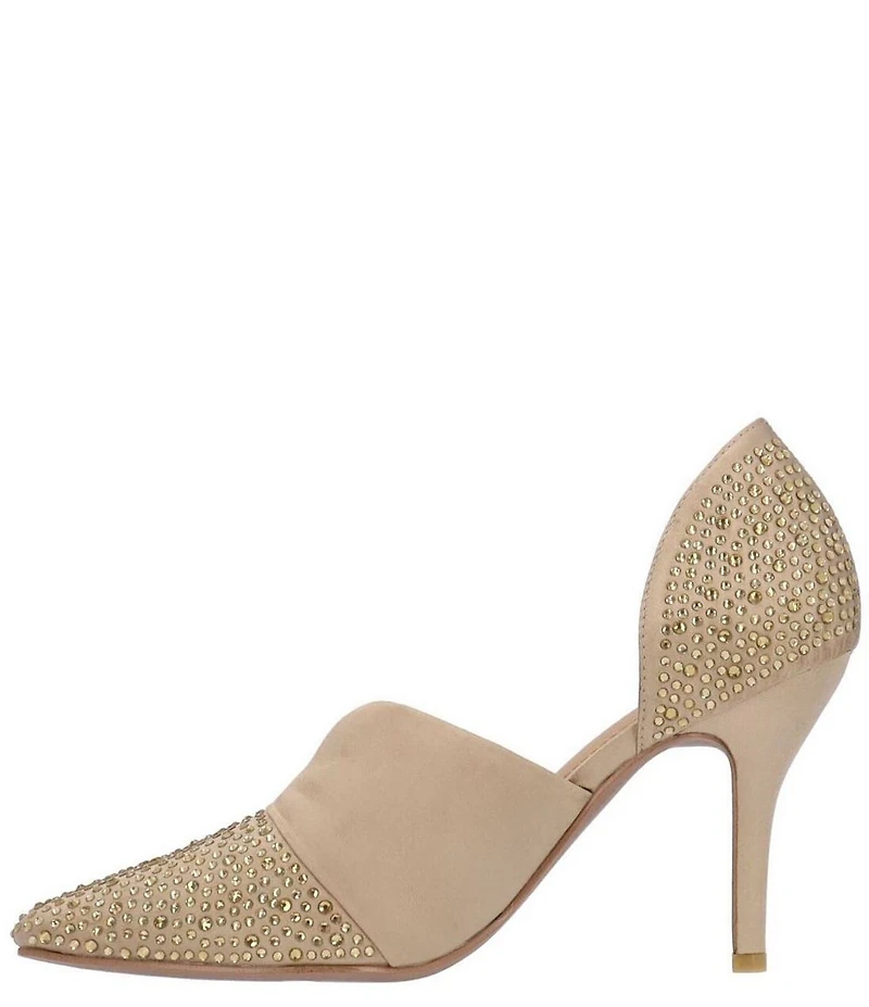 J. Renee Kaleena Satin Rhinestone Embellished d'Orsay Pumps