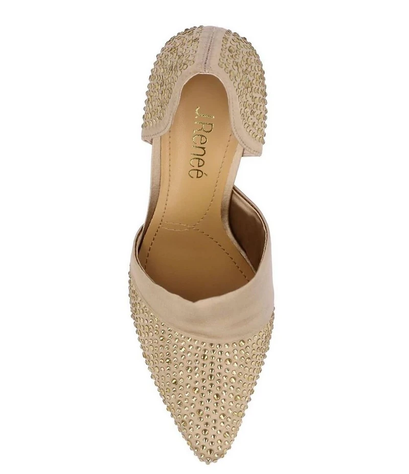 J. Renee Kaleena Satin Rhinestone Embellished d'Orsay Pumps