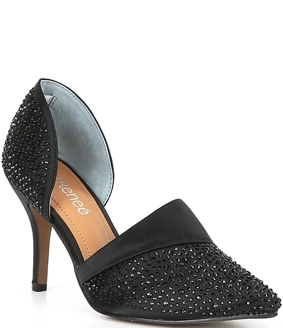 J. Renee Kaleena Satin Rhinestone Embellished d'Orsay Pumps