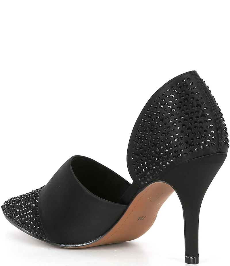 J. Renee Kaleena Satin Rhinestone Embellished d'Orsay Pumps