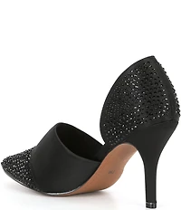 J. Renee Kaleena Satin Rhinestone Embellished d'Orsay Pumps
