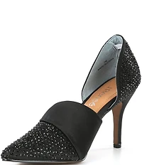 J. Renee Kaleena Satin Rhinestone Embellished d'Orsay Pumps