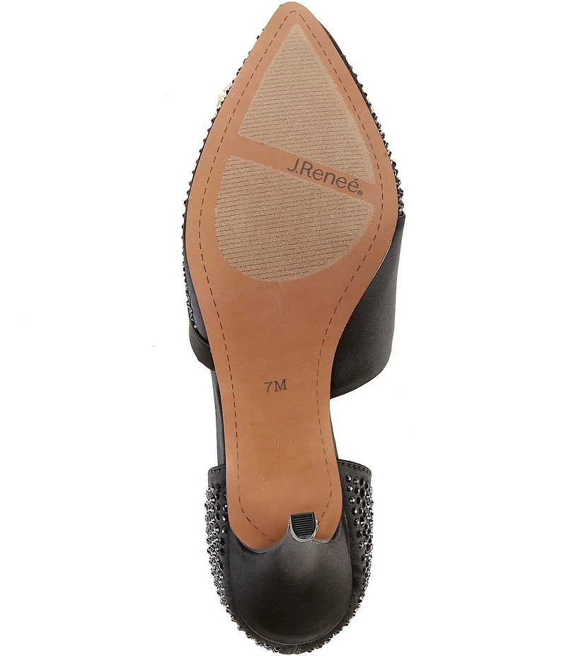 J. Renee Kaleena Satin Rhinestone Embellished d'Orsay Pumps