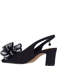 J. Renee Kalindra Satin Crystal Mesh Bow Slingback Dress Pumps