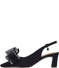 J. Renee Kalindra Satin Crystal Mesh Bow Slingback Dress Pumps