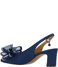 J. Renee Kalindra Satin Crystal Mesh Bow Slingback Dress Pumps