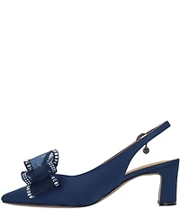 J. Renee Kalindra Satin Crystal Mesh Bow Slingback Dress Pumps