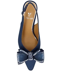 J. Renee Kalindra Satin Crystal Mesh Bow Slingback Dress Pumps