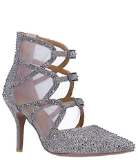 J. Renee Katari Rhinestone Embellished Shimmer and Mesh High Top Pumps