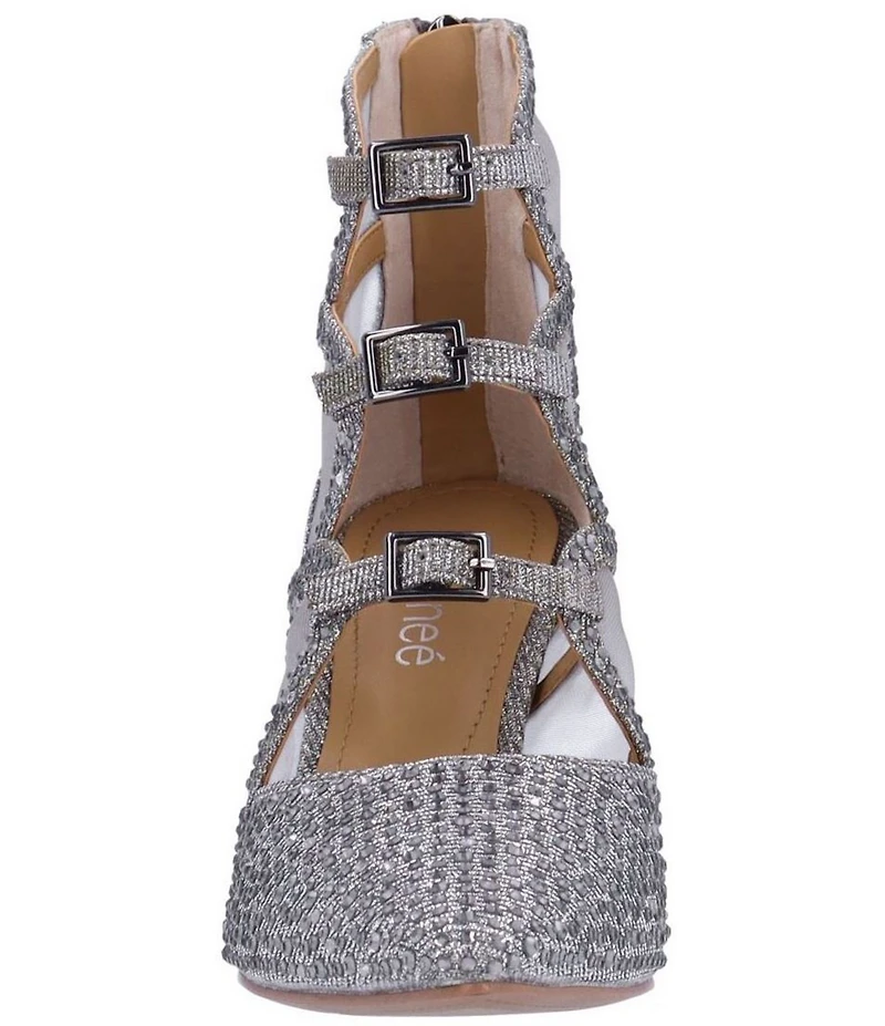 J. Renee Katari Rhinestone Embellished Shimmer and Mesh High Top Pumps
