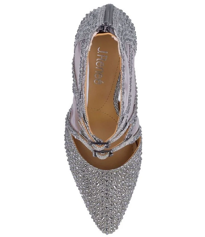 J. Renee Katari Rhinestone Embellished Shimmer and Mesh High Top Pumps