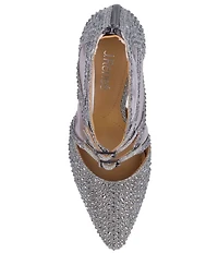 J. Renee Katari Rhinestone Embellished Shimmer and Mesh High Top Pumps
