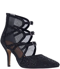 J. Renee Katari Rhinestone Embellished Satin Mesh Shootie Pumps