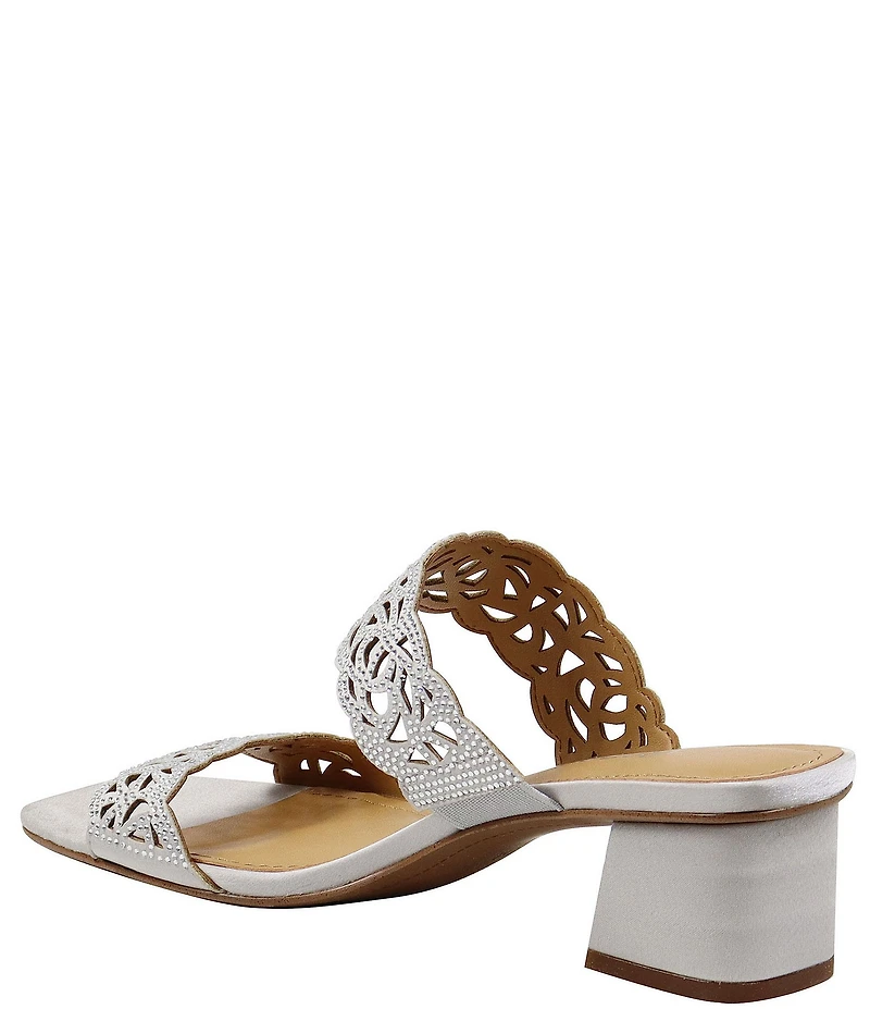 J. Renee Keetan Satin Rhinestone Embellished Dress Slide Sandals