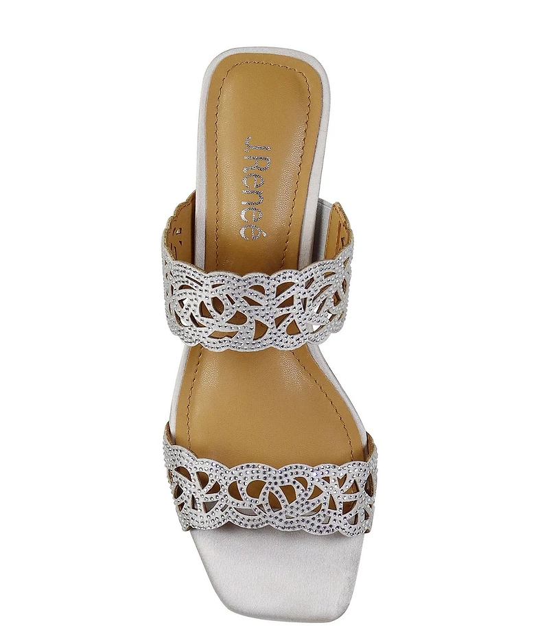 J. Renee Keetan Satin Rhinestone Embellished Dress Slide Sandals
