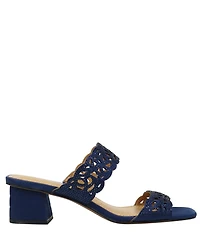 J. Renee Keetan Satin Rhinestone Embellished Dress Slide Sandals