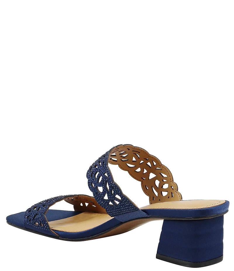 J. Renee Keetan Satin Rhinestone Embellished Dress Slide Sandals