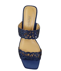 J. Renee Keetan Satin Rhinestone Embellished Dress Slide Sandals