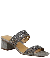 J. Renee Keetana Glitter Fabric Rhinestone Embellished Dress Slide Sandals