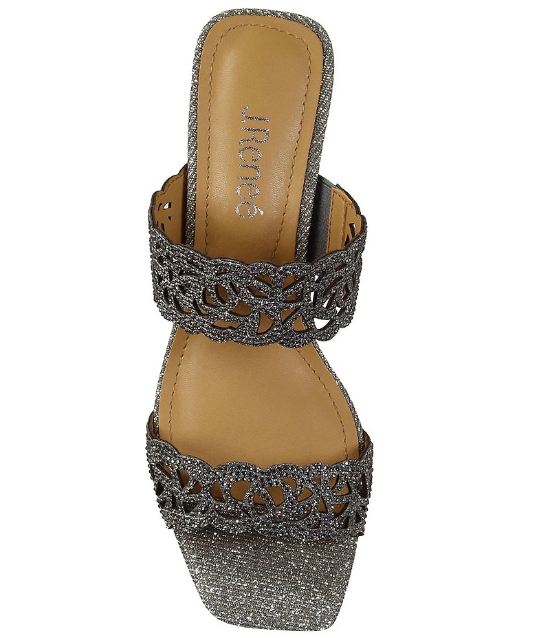J. Renee Keetana Glitter Fabric Rhinestone Embellished Dress Slide Sandals