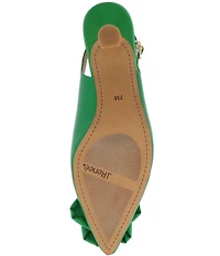 J. Renee Kendry Patent Grosgrain Flower Slingback Kitten Heel Pumps