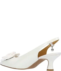 J. Renee Kendry Patent Grosgrain Flower Slingback Kitten Heel Pumps