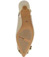 J. Renee Kendry Patent Grosgrain Flower Slingback Kitten Heel Pumps