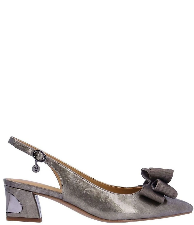J. Renee Kimma Metallic Patent Bow Slingback Pumps