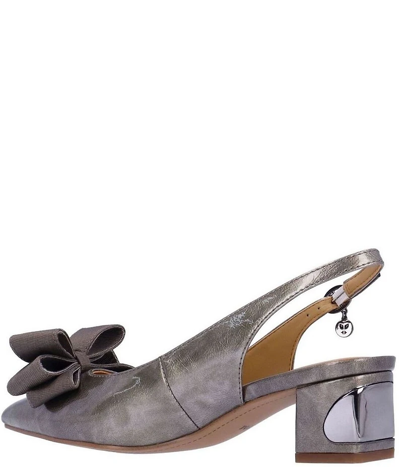 J. Renee Kimma Metallic Patent Bow Slingback Pumps
