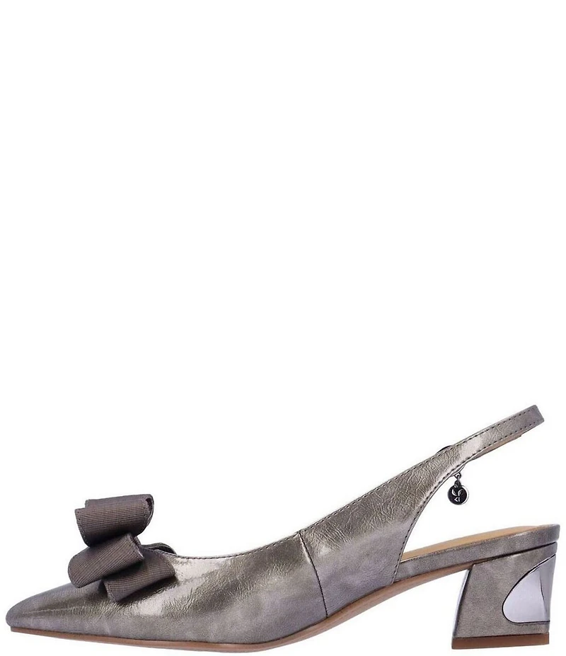 J. Renee Kimma Metallic Patent Bow Slingback Pumps