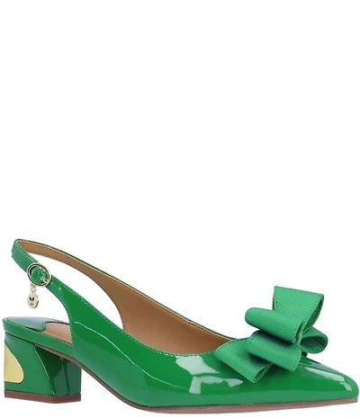 J. Renee Kimma Patent Bow Slingback Pumps