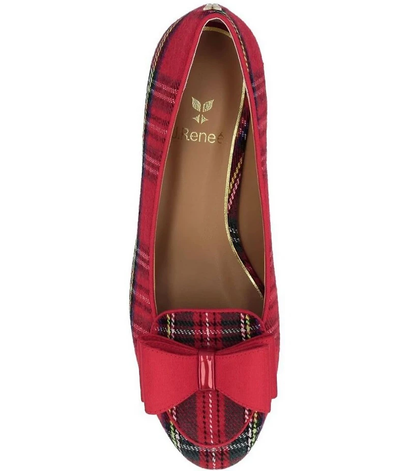 J. Renee Kori Plaid Grosgrain Bow Pumps