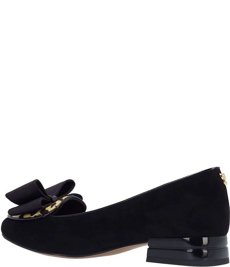 J. Renee Kori Sueded Fabric Leopard Print Calf Hair Bow Pumps