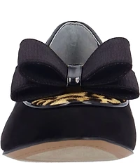 J. Renee Kori Sueded Fabric Leopard Print Calf Hair Bow Pumps