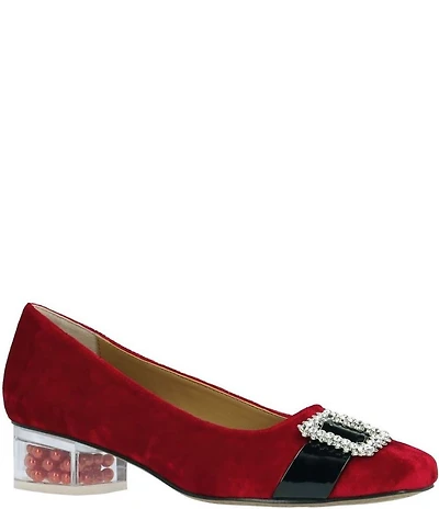J. Renee Kreengle Velvet Rhinestone Buckle Ornament Strap Holiday Pumps