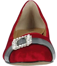 J. Renee Kreengle Velvet Rhinestone Buckle Ornament Strap Holiday Pumps