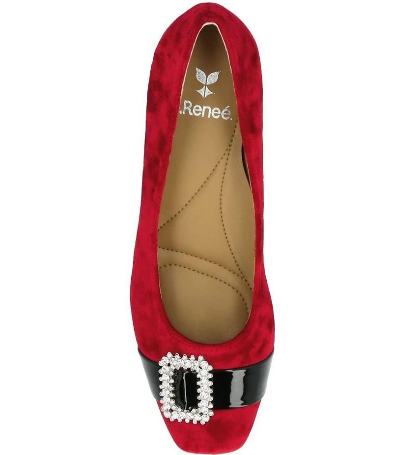 J. Renee Kreengle Velvet Rhinestone Buckle Ornament Strap Holiday Pumps