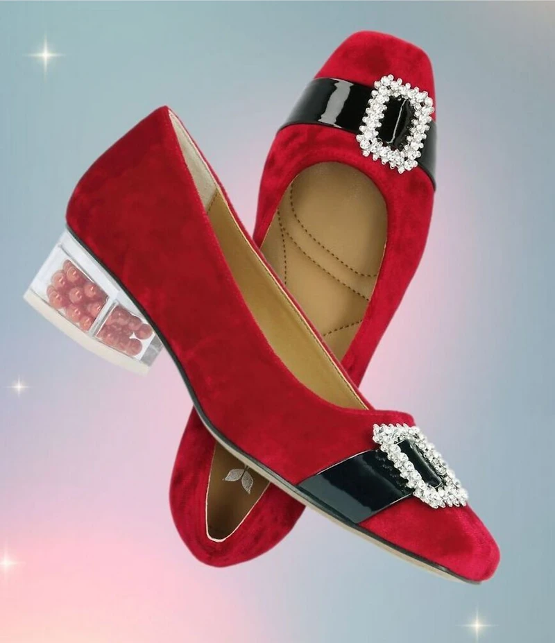 J. Renee Kreengle Velvet Rhinestone Buckle Ornament Strap Holiday Pumps