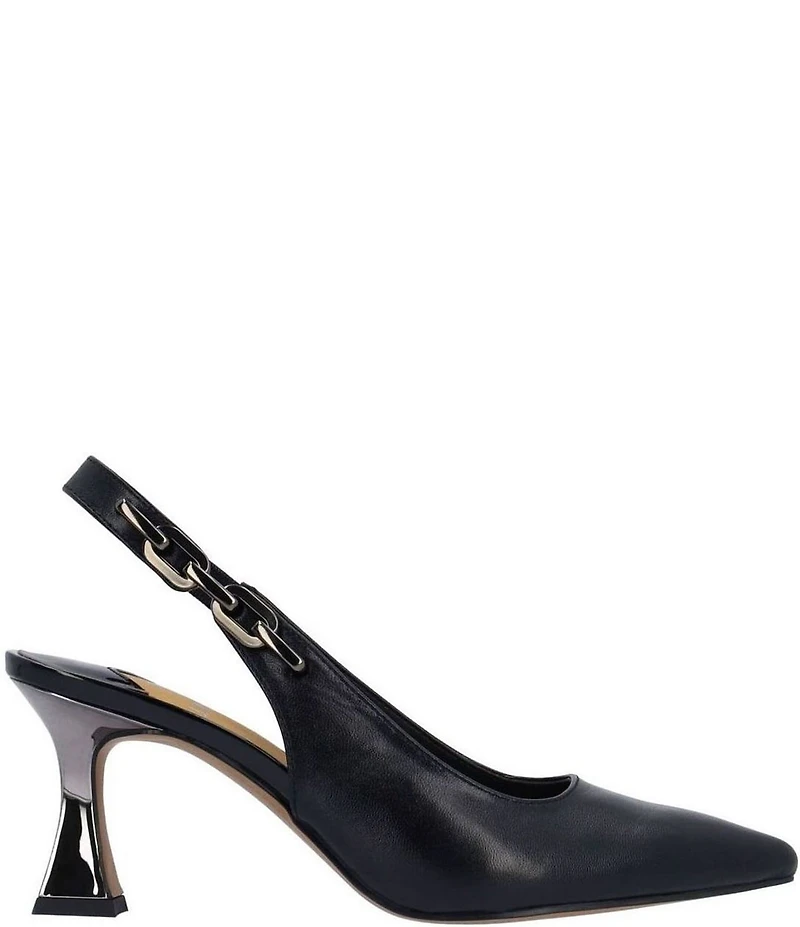 J. Renee Krissa Leather Chain Slingback Dress Pumps