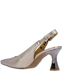 J. Renee Krissa Metallic Leather Chain Link Hardware Slingback Dress Pumps