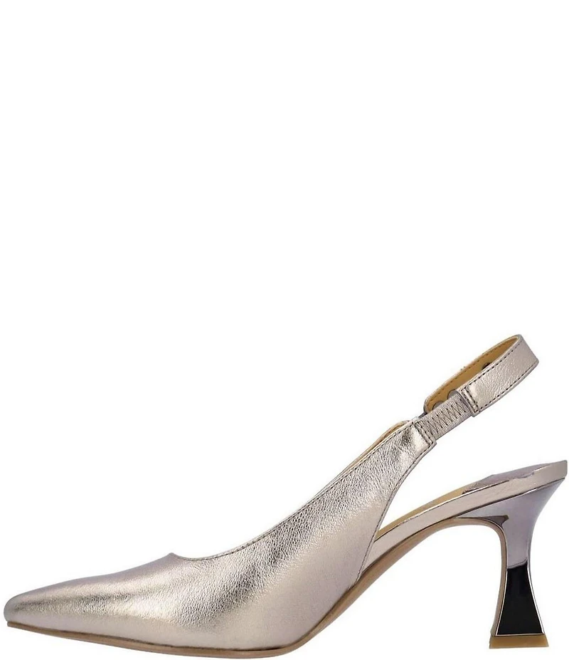 J. Renee Krissa Metallic Leather Chain Link Hardware Slingback Dress Pumps