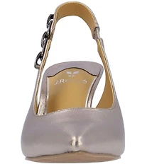 J. Renee Krissa Metallic Leather Chain Link Hardware Slingback Dress Pumps