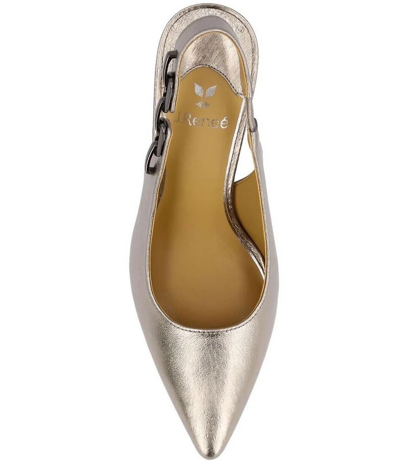 J. Renee Krissa Metallic Leather Chain Link Hardware Slingback Dress Pumps