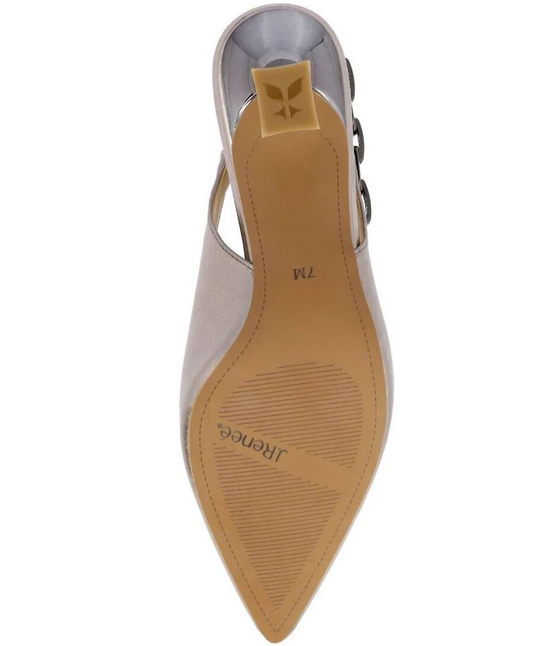 J. Renee Krissa Metallic Leather Chain Link Hardware Slingback Dress Pumps
